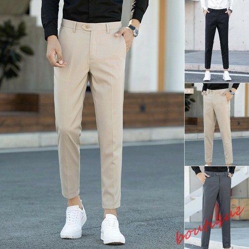Men Korean Slim Fit Casual Ninth Pants 