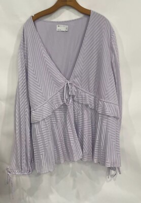 ASOS Plus Sz 22 Smock Blouse Lilac Lavender Babydoll Long Sleeve Romantic Fairy