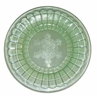 VINTAGE GREEN SNOWFLAKE DEPRESSION GLASS DINNER/SALAD PLATE 9 7/8”