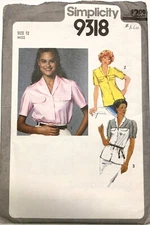 Vintage Shirt Sewing Pattern Uncut Size 12 Misses Simplicity 9318