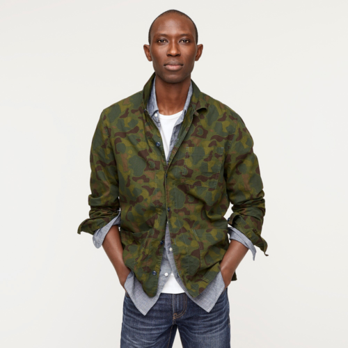Wallace & Barnes Camouflage Shirt Jacket Lightweight Ripstop J Crew RRP £110 XS - Picture 1 of 5