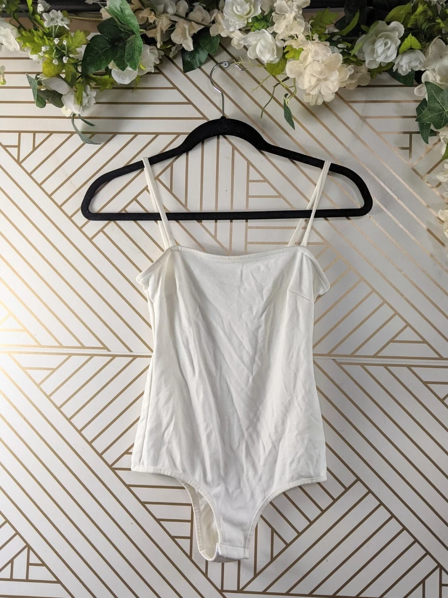 Free People Intimately Women's White Square Neck Cami Bodysuit Sz XS Shaping