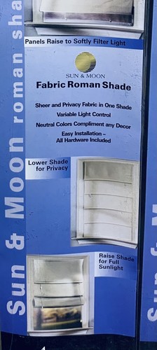 Lot Of 2~ Ambria Fabric Roman Shades Sun & Moon Natural Light Design 35”X64” NIB - Picture 4 of 9
