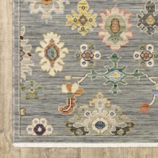 2' x 6' Grau Elfenbein Gold Lachs Rot Blau und Grün Orientalisch Power Webstuhl Fleck