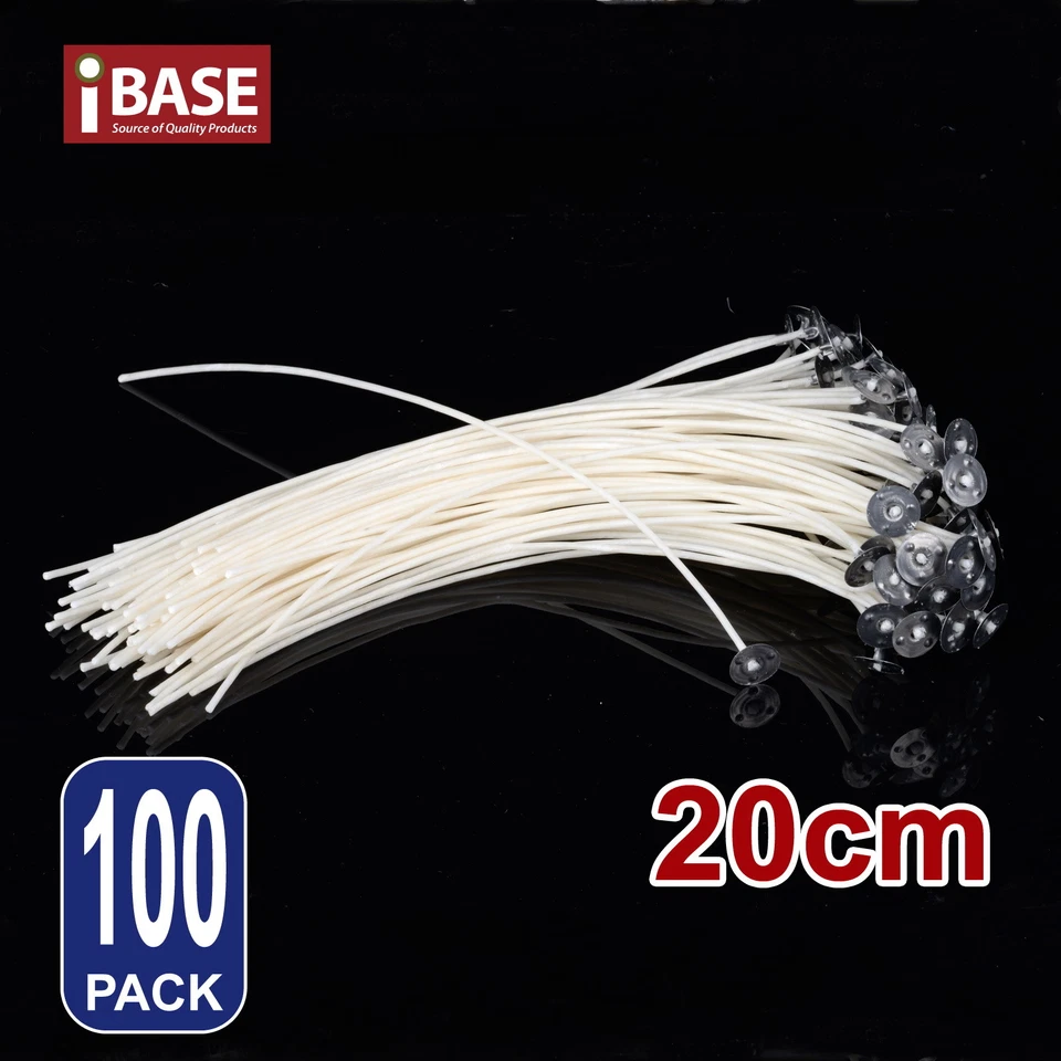 100x Candle Wicks Wick Pre Waxed Tabs Low Smoke Sustainers Cotton Core Holder