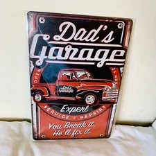 Dad’s Garage Expert Service Retro Metal Tin Sign 8” X 12” Man Cave Bar Garage