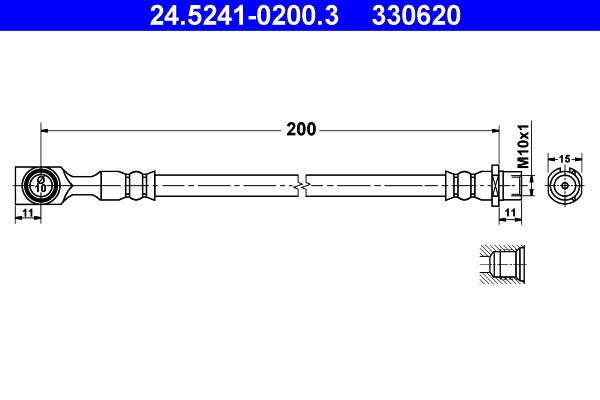 ATE 24.5241-0200.3 Bremsschlauch 200 Mm FüR Opel Astra G Classic Kombi Zafira A-image