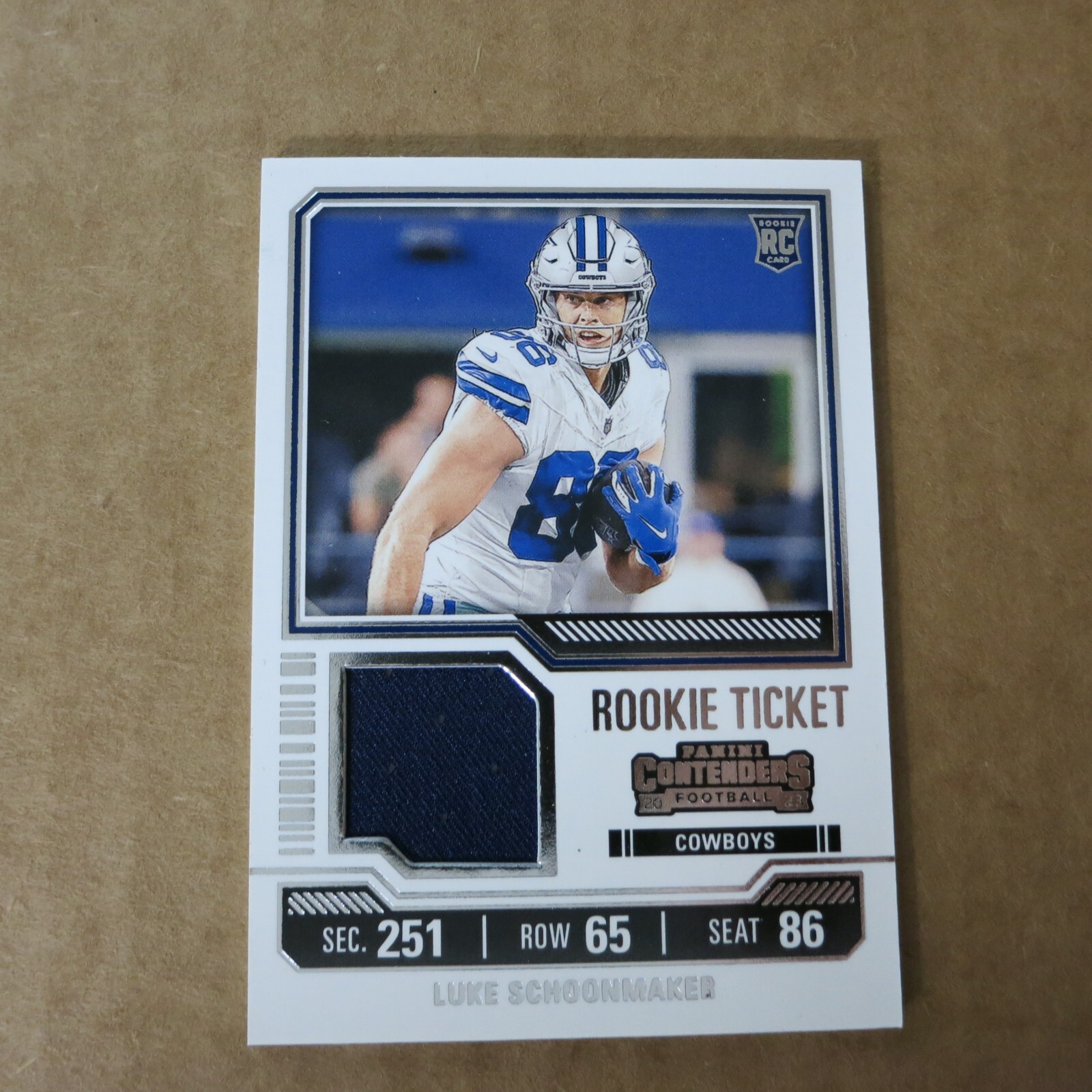Luke Schoonmaker Panini Contenders Rookie Ticket Swatches #TS23 Base