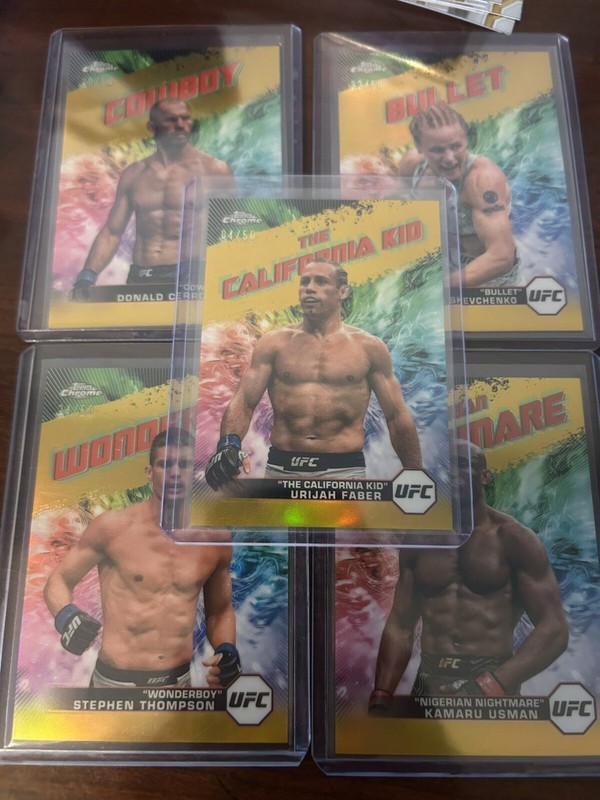 2024 Topps Chrome UFC Cowboy, Bullet, CA Kid,  Wonderboy /50 Gold SSP #AKA Lot