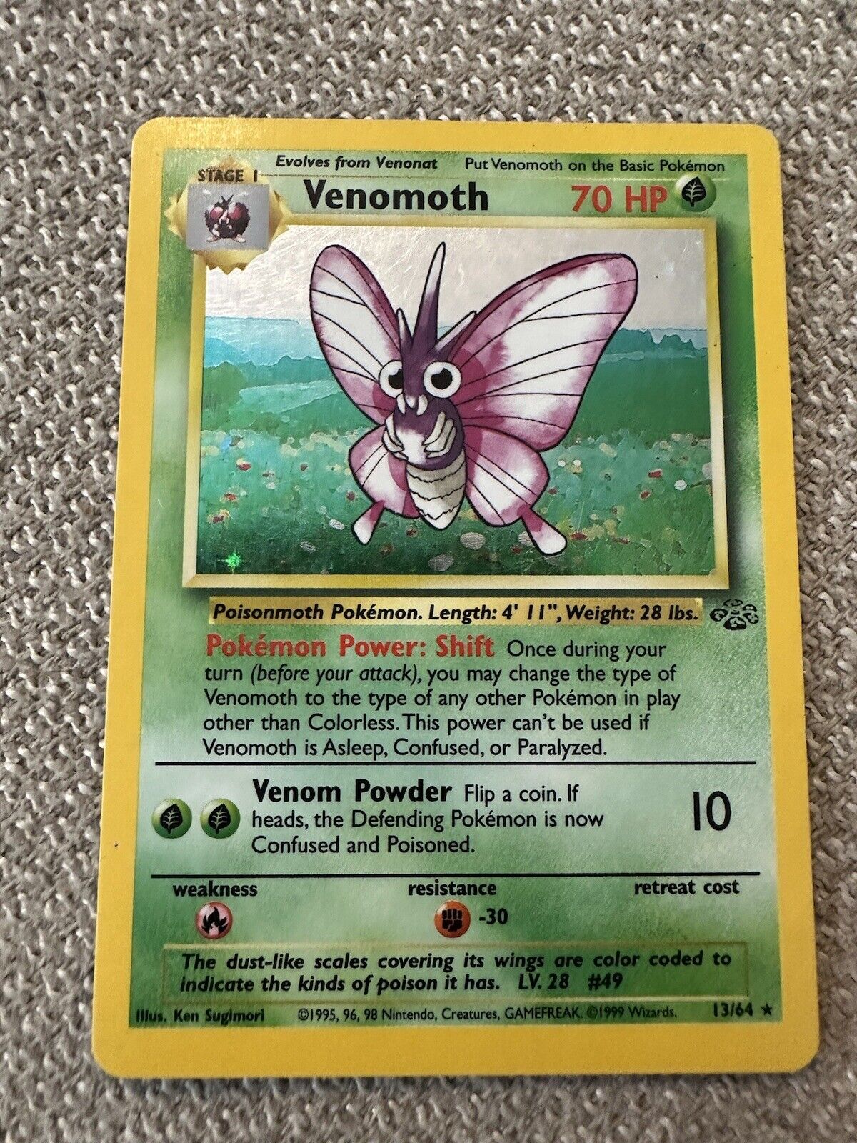 Pokémon TCG Venomoth Jungle 13/64 Holo Unlimited Holo Rare