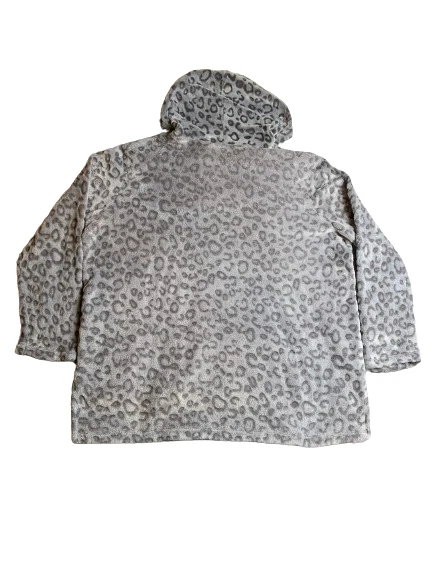 Sudadera Zenergy By Chicos Mujer 3 Gris Leopardo Gran Tamaño Sherpa Polar Sudadera con Capucha Foto 4 de 4