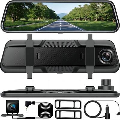 2025 10'' Dashcam Dual Lens Kamera Auto DVR Rückfahrkamera Spiegel Videorecorder
