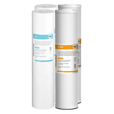 1-4Pack 5μm 20x4.5'' PP+CTO Sediment Carbon Block Water Filter Big Blue Cartridge