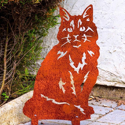 Cat Silhouette Home Decoration Statue Metal Art Garden Ornament Gifts Her Woman - Foto 25 di 48