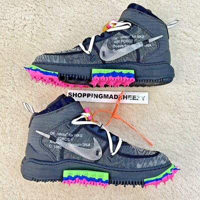 US 9] OFFWHITE x NIKE AIR FORCE 1 AF1 Mid Virgil Abloh Sneakers