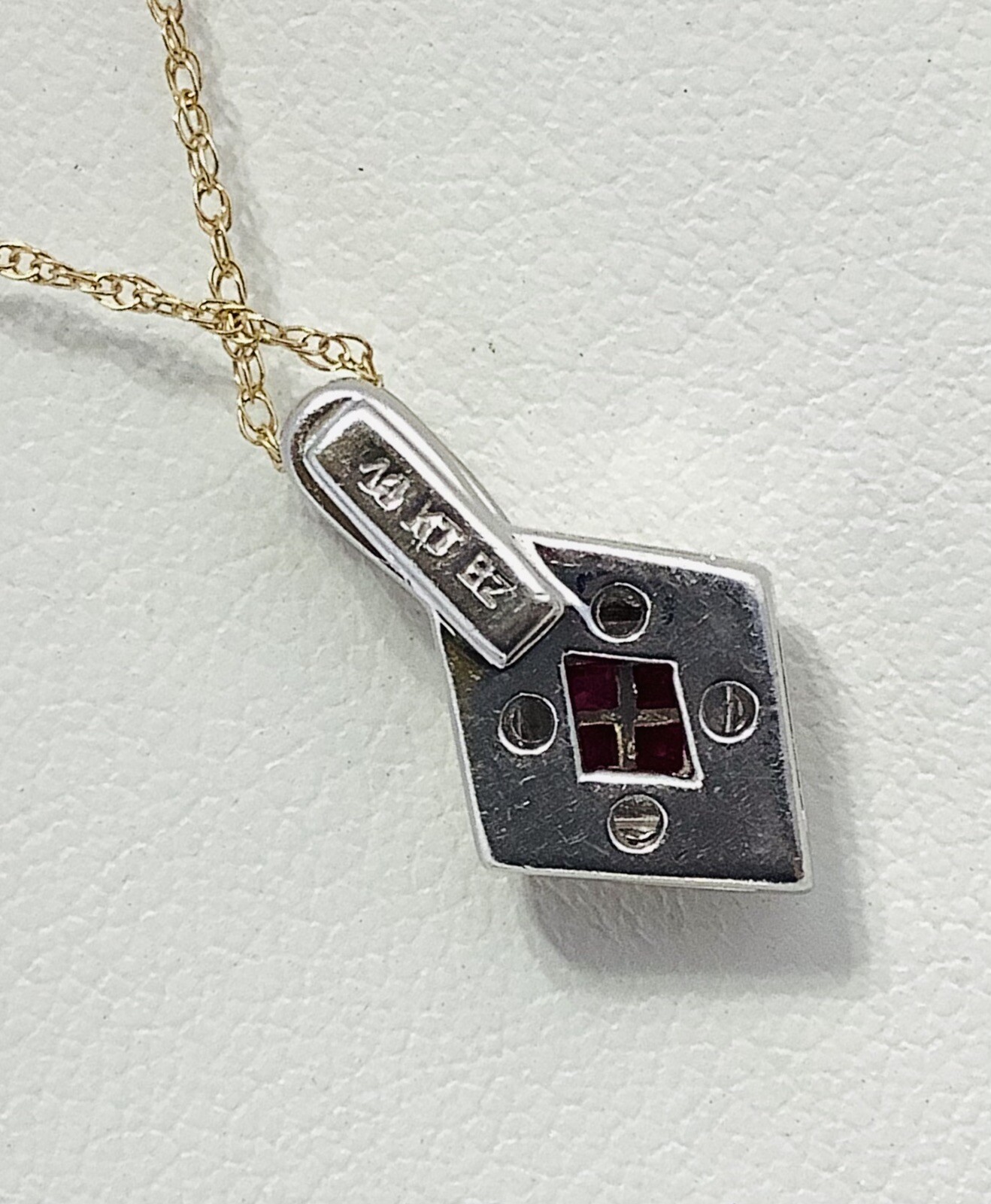 Solid 14k Ruby Princess Cut White & Yellow Gold P… - image 8