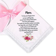 Wedding Handkerchief for Bride's Mother Mom Wedding Gift from Daughter Keepsa...