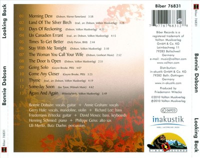 BONNIE DOBSON LOOKING BACK NEW CD