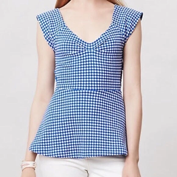 Anthropologie Deletta Neo Gingham Cross Back Top M - Image 2 of 4