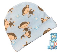 Adult cap Monkeys on baby blue print