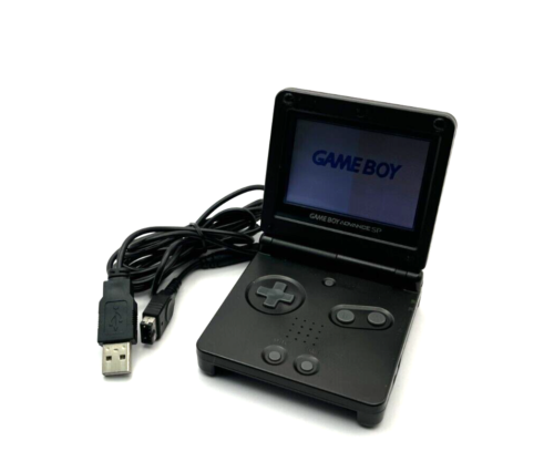 Nintendo GameBoy Advance SP GBA AGS-001 Onyx Negro Game Boy con Cable USB Funciona - Imagen 1 de 18
