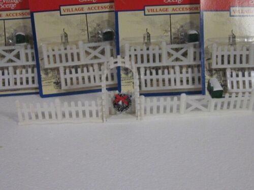 VILLAGE WHITE FENCE WITH ARBOR, GATE & MAILBOX 5 SETS NEW - Picture 1 of 7