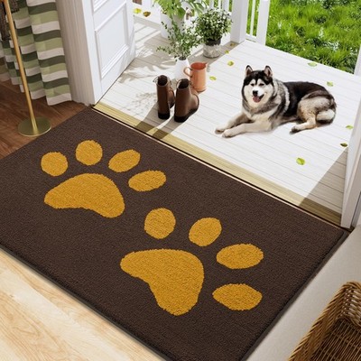 Dog Door Mat for Muddy Paws, Absorbent Dirt Trapper Washable Indoor Doormats,...