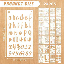 24Pcs Calligraphy Stencil Kit, Various Shapes Letters Numbers Patterns Common S