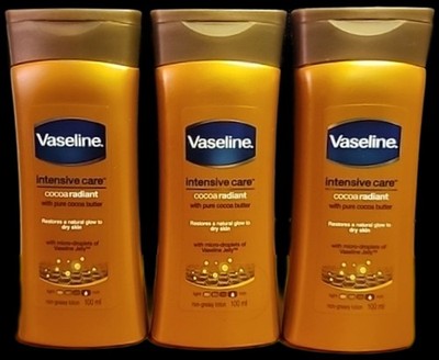 3 VASELINE INTENSIVE CARE COCOA RADIANT NATURAL GLOW FOR DRY SKIN FREE SHIPPING