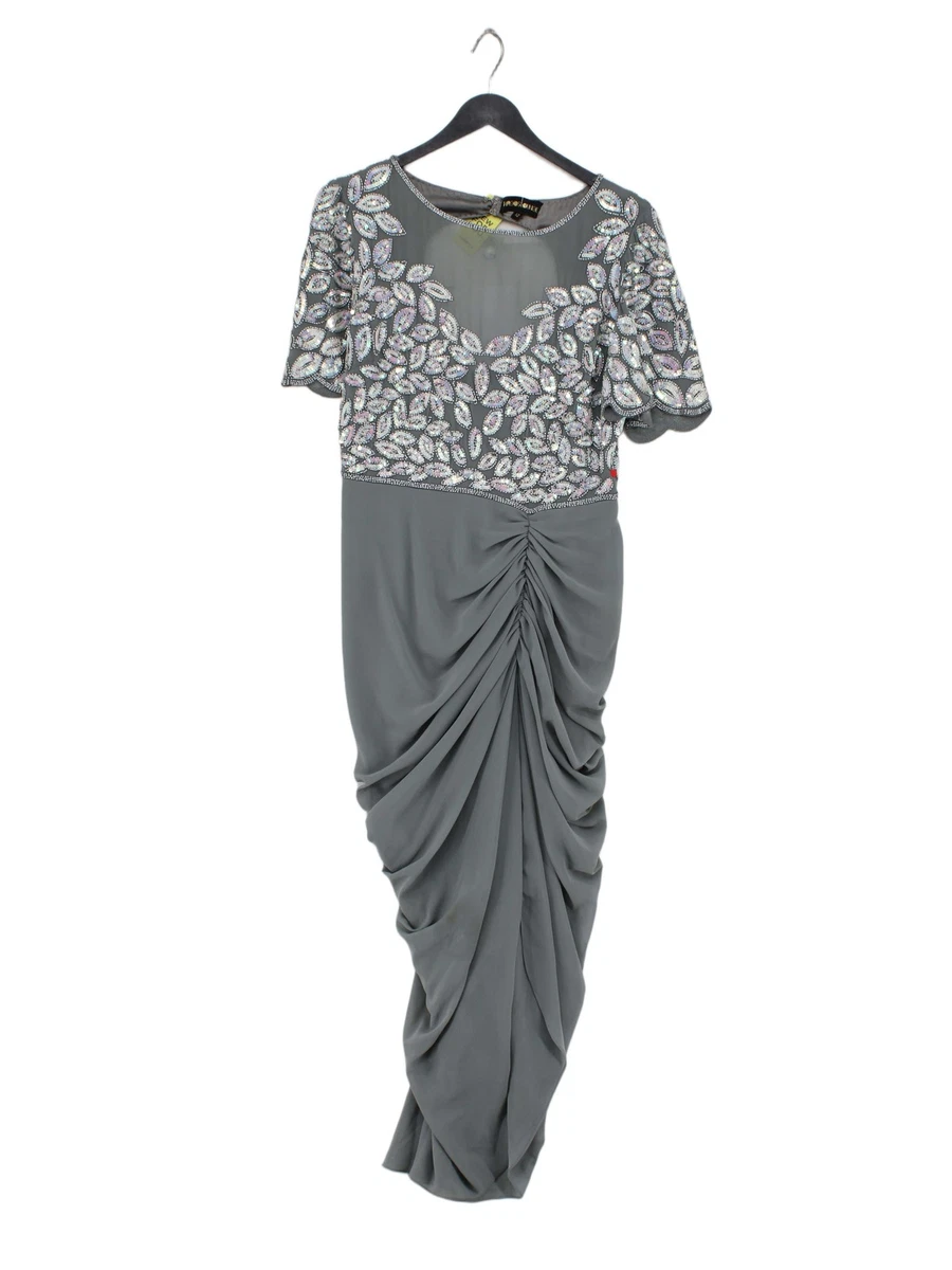 virgos lounge grey dress *Virgos Lounge Grey Vilma Embellished Midi Dress*