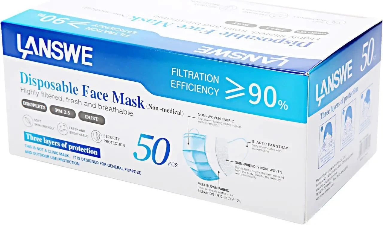 LANSWE 2000 Disposable Face Masks 3-Ply Blue Bulk Lot 40 Boxes 50pk Ear Loop
Opens in a new window o
