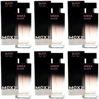 Mexx Black for Her Eau de Toilette 6 X 1oz EDT Spray for Woman With Litschiduft