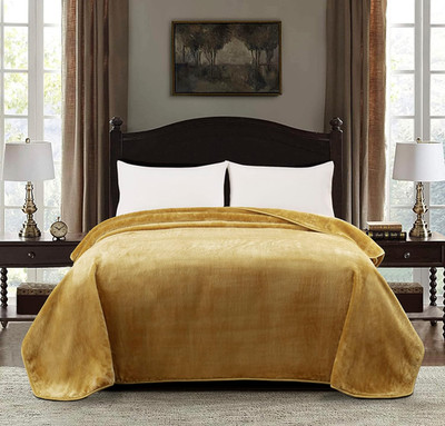 Sumptuous 9 Lbs Gold Korean Faux Mink Blanket, 85'' x 95'', 750GSM
