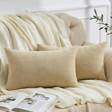 Lumbar Decorative Throw Pillow Covers 12"x20" Inch Set of 2, Super Soft Chenille