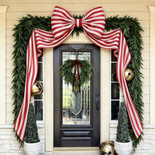 Christmas Decorations - 6.5 Ft Giant Red and White Striped Christmas Bow