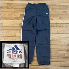 Vintage Adidas Pants Mens Small Gray Grey White Stripes Track Lined Windbreaker