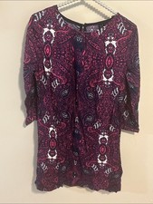 MNG Collection Mango Paisley Shift Dress Pink Black 6