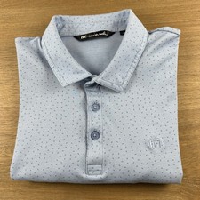 Travis Mathew Polo Shirt Mens L Large Blue Geo Pima Cotton Blend Carnaval Golf