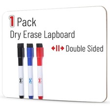 Double Sided Small Dry Erase Board 11.75 x 8.9 Lapboard with 3 Markers for