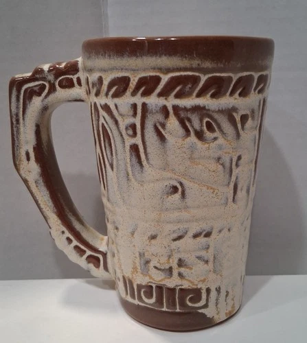 Frankoma Pottery Aztec Mayan Desert Gold Mugs  7M 16 oz
