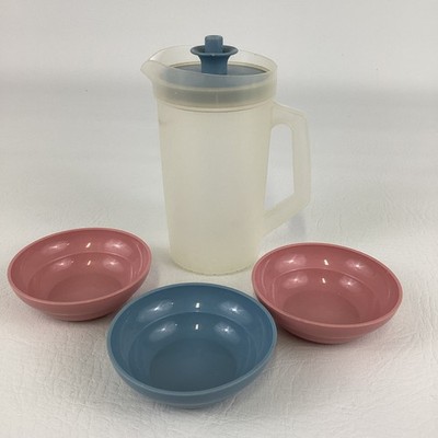 Tupperware Tupper Toys Kid Mini Party Serve It Set Sheer Pitcher Bowls Vintage