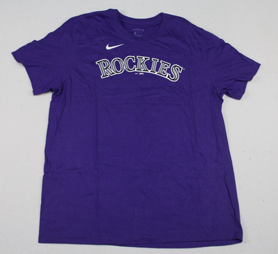 Nike Men Purple Shirt Colorado Rockies Spell Out Story 27 MLB Size XL