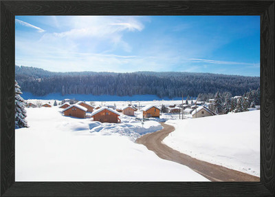 Chalets de Lamoura Gerahmtes Wandbild Poster Leinwanddruck Bild