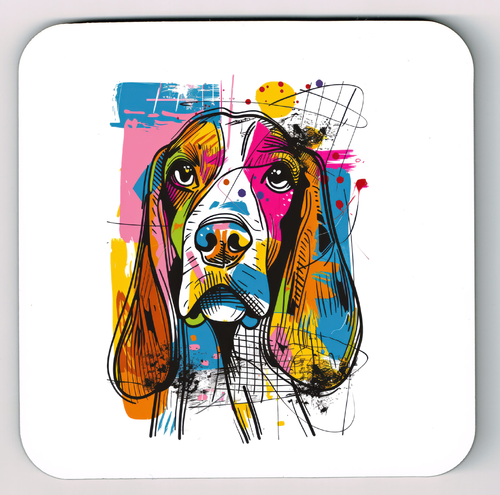 Cocker Spaniel Coaster, Doodle Cartoon Caricature Cocker Spaniel Coaster