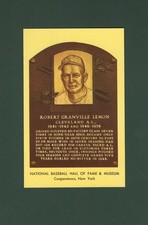BOB LEMON, Cleveland Indians ~ 1976-77 HOF postcard Curteichcolor BLACK ink