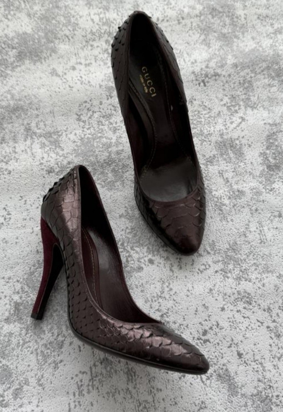 Authentic GUCCI Python Snakeskin & Suede Pumps | … - image 1