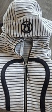 Lululemon Size 6 BEAUTIFUL Stripped Ivory/Black Full Zip Scuba Hoodie 2 Pockets