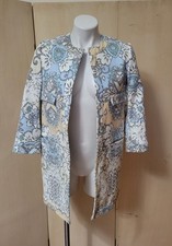 Zara Basic Open Front Blazer Floral Woven Jacket, SzS Soft Colors Collarless