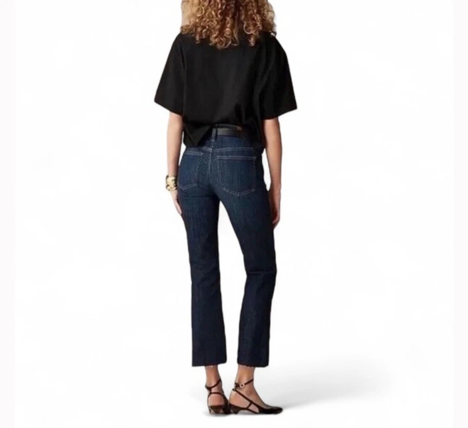J Crew 9" Demi Boot Crop Jeans Kick Flare BT563 Size 27 Dark Worn Wash - Image 2 of 4
