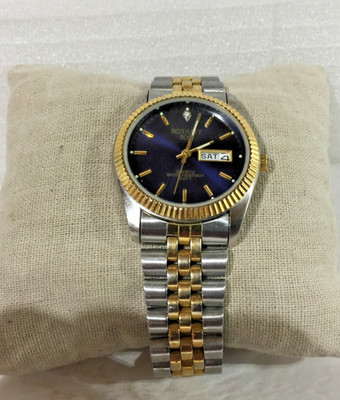 Vintage Men's  Botany 500 Blue Dial Diamond Quartz Watch New Battery Working!